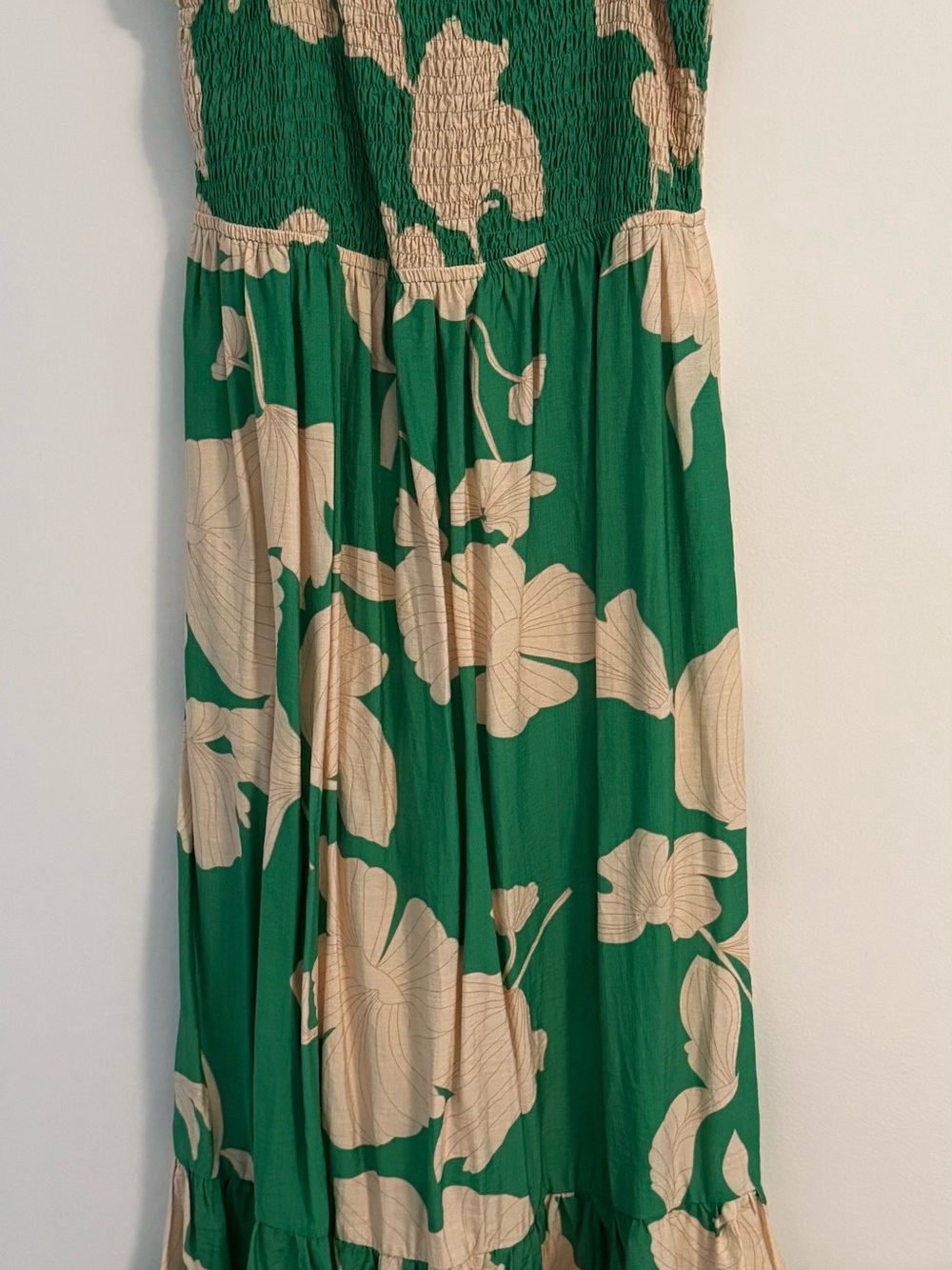 Umgee Green and Cream Floral Maxi Midi Dress Medium